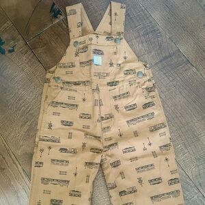 Carhartt Tan Overalls with Train Print